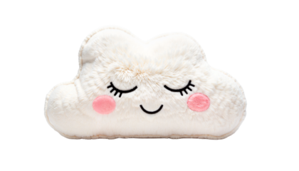 Sleepy cloud pillow isolated on transparent background  