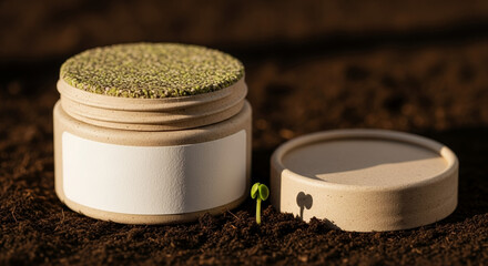 Eco-Friendly Seed Jar with Sprout in Soil and Natural Packaging