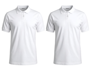 Two pristine white polo shirts exemplify versatile and comfortable sportswear and everyday fashion.