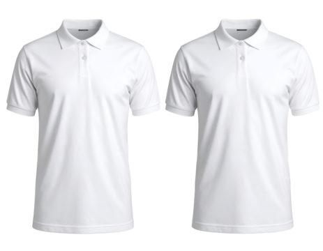 Two pristine white polo shirts exemplify versatile and comfortable sportswear and everyday fashion.