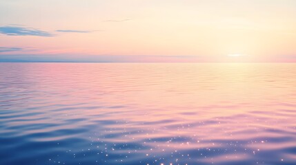 Obraz premium Pink Sunset over Calm Ocean Water, Peaceful Seascape