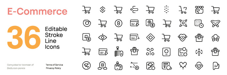 Mechanics Editable Stroke Line Icons &ndash; 36 Vector Icon Set