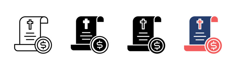 Fototapeta premium Funeral Cost icon sheet multiple style collection