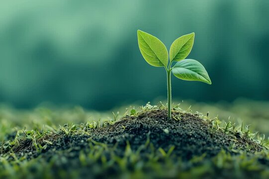 a recently planted green sapling waving through wind