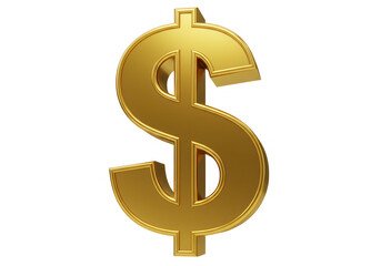 Fototapeta premium Golden dollar sign isolated on transparent background representing wealth and finance