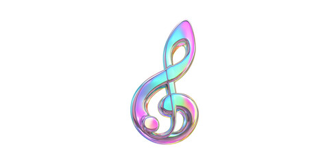 Obraz premium Colorful Iridescent Treble Clef Symbol. Musical Creativity And Artistic Expression Isolated On Transparent Background