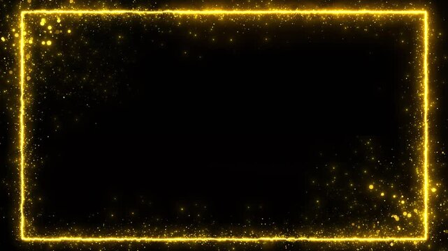 Elegant Golden frame border particles Art Deco frame background with glittering golden particles Merry Christmas openers luxury presentation Happy New Year Festive Luxury premium design gold dust
