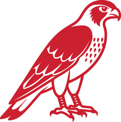 Hawk Silhouette Line Art Vector Illustration On White Background