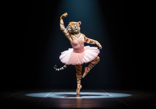 Tiger ballet performer celebrating international tiger day in a captivating dance pose - Powered by Adobe