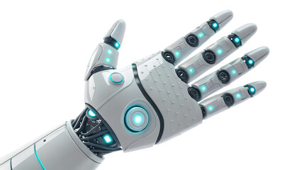 Futuristic robotic hand with glowing blue accents artificial intelligence