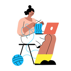 A flat style illustration showing a person doing multitasking 