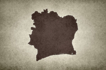 Map of Ivory Coast printed on a paper