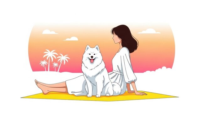 Relaxing sunset picnic with dog companion celebrating national picnic month