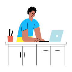 A flat style illustration of a person showing presentation 
