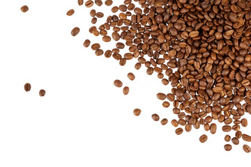 coffee beans background border isolated on white or transparent png
