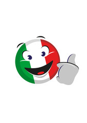 Happy smiley painted in the Italian colors giving a thumbs up