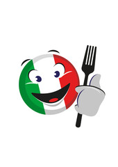 Happy smiley painted in the Italian colors with a fork