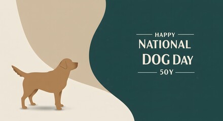 A cute cartoon vector illustration of a happy brown puppy on a card