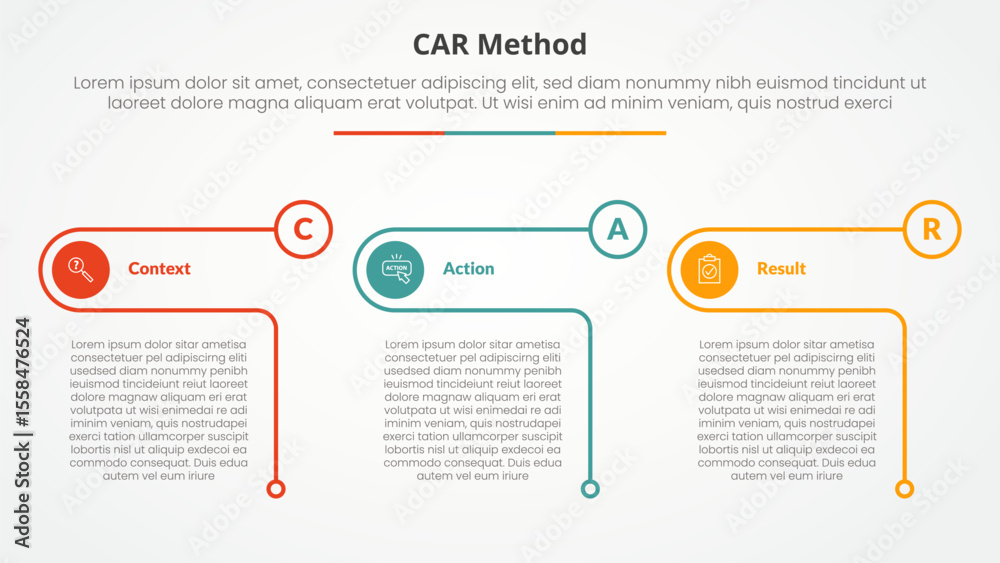 Poster car interview model infographic concept for slide presentation with creative outline table circle wi