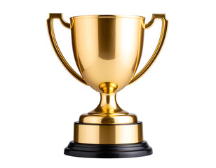 Fototapeta premium A magnificent golden award cup gleams with reflections, embodying triumph, success, and prestigious achievement.
