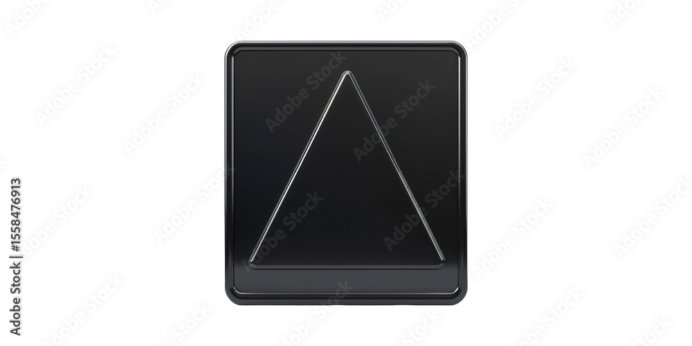 Poster black elevator button with up arrow symbol. navigation and directional control concept isolated on t