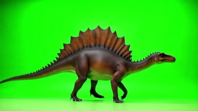 3D animation of spinosaurus walking on green screen