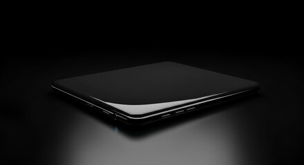 Sleek Black Laptop on Dark Background Technology Image