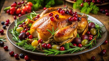 Roasted Chicken with Fresh Herbs and Cranberries