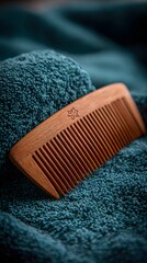 Serene Teal Towel and Hand-Carved Wooden Comb: Spa-Inspired Luxury