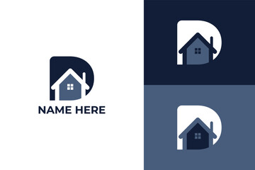 Letter D with home logo design