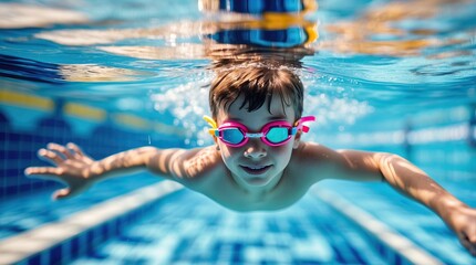 Fototapeta premium Underwater Swimmer with Outstretched Arms — A Simple Image of Freedom in Motion, Focus, and the Peace Within Water