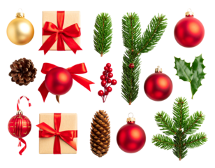 Close-up of Christmas ornaments hanging on a Christmas tree