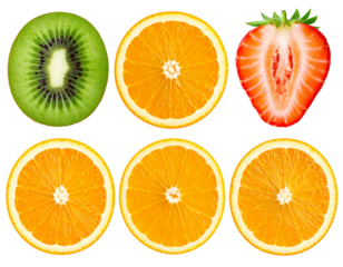 Fruits and vegetable slices collection isolated