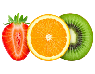 Fruits and vegetable slices collection isolated