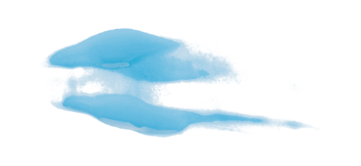 Bright light blue watercolor or ink stains with watercolor marks. Brush strokes and watercolor splashes set on a transparent background.