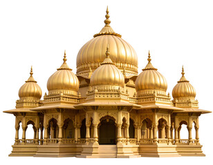 A magnificent golden shrine adorned with elaborate carvings and elegant domes stands as a symbol of devotion.