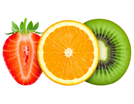 Fruits and vegetable slices collection isolated - Powered by Adobe