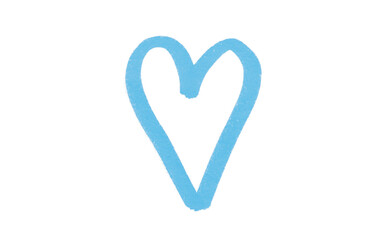 A light blue heart drawn in ink sits on a transparent background.
