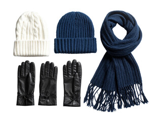 Winter fashion set top view. Online shopping concept