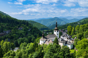 Church of the Assumption of the Virgin Mary dominating Spania Dolina in Slovakia