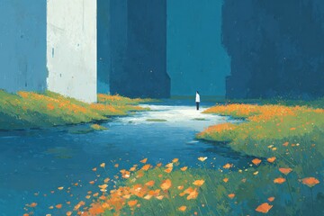 Dramatic low-angle shot of a statue reaching towards a swirling, vortex-like sky. Dark, moody, and evocative.. Beautiful simple AI generated image