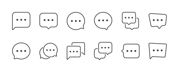 Speech Bubble Line Icon Set. Message Icons Collection. Editable Stroke