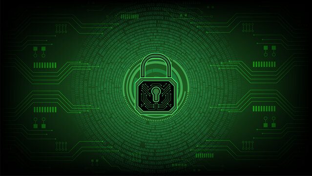 Digital lock cybersecurity data protection with encryption green technology secure network