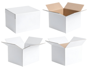 Essential white cardboard boxes presented in a versatile collection for all your packaging requirements
