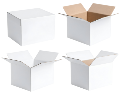 Essential white cardboard boxes presented in a versatile collection for all your packaging requirements