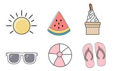 summer holiday icon set 