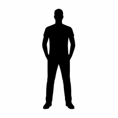 Fototapeta premium Man standing with hands in pockets. Adult people. Isolated vector silhouette