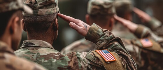 The soldiers saluting in a respectful display of military tradition and patriotism.