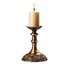 Antique Brass Candle Holder isolated on a transparent background
