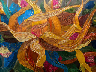 Dreamlike artistic composition with flowers and butterflies, Emotional expression through floral abstract textures
